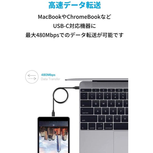 Anker PowerLine USB-C & USB-C ケーブル (USB2.0対応) 1.8m