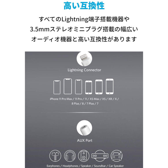 Anker ライトニングUSB & 3.5 mmヘッドフォンジャックアダプタ