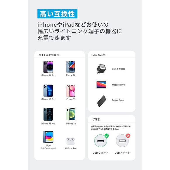 Anker 310 高耐久ナイロン USB-C & ライトニング ケーブル