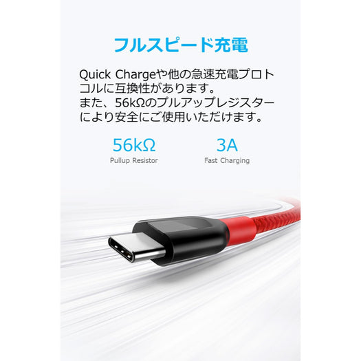 Anker PowerLine+ USB-C & USB-A ケーブル (USB2.0対応) 3.0m