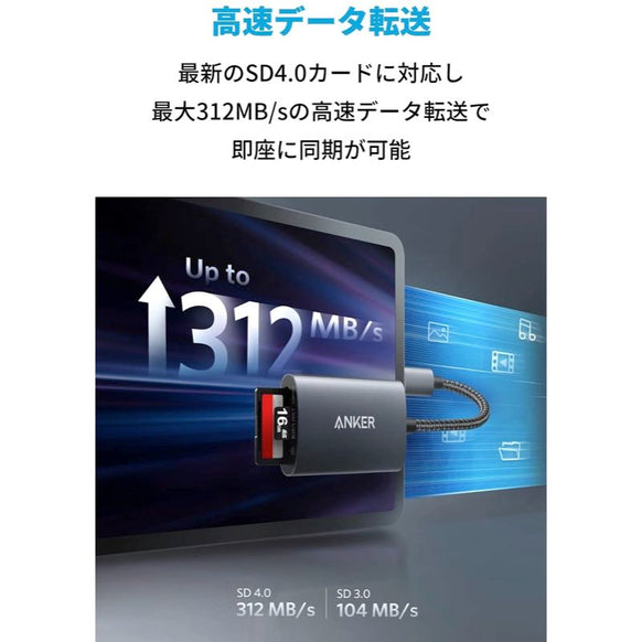 Anker USB-C PowerExpand 2-in-1 SD 4.0 カードリーダー