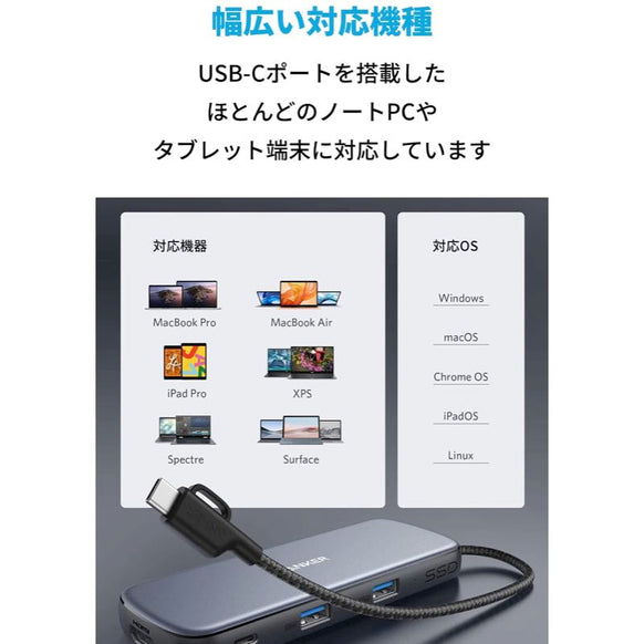 Anker PowerExpand 4-in-1 USB-C SSD ハブ (256GB)