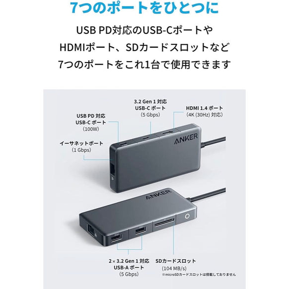 Anker 341 USB-C ハブ (7-in-1)
