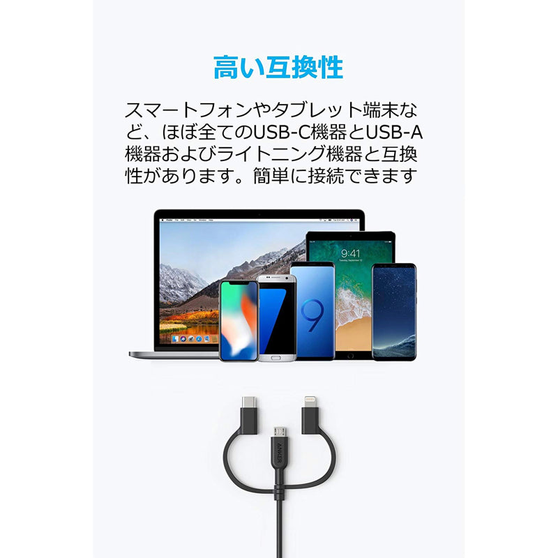 Powerline II 3 in 1｜ライトニング､USB-C､マイクロUSB ケーブルの製品