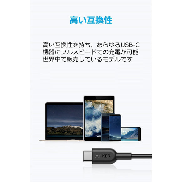 Anker PowerLine II USB-C & USB-C ケーブル (USB2.0対応) 0.9m