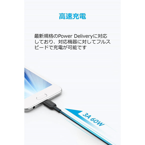 Anker PowerLine II USB-C & USB-C ケーブル (USB2.0対応) 0.9m