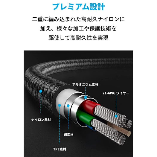 Anker 高耐久ナイロン USB-C ＆ ライトニング ケーブル (3.0m)