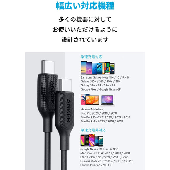 Anker PowerLine III USB-C & USB-C ケーブル (USB2.0対応) 0.3m
