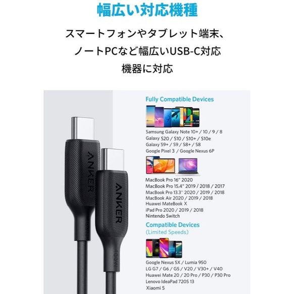 Anker PowerLine III USB-C & USB-C 2.0 100W ケーブル 1.8m