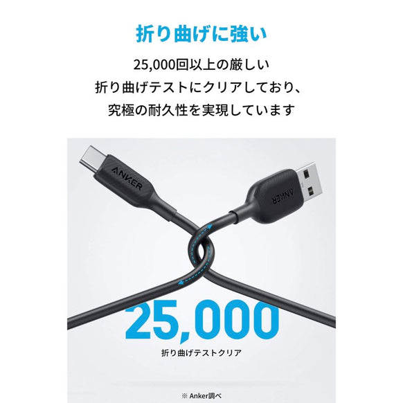 Anker PowerLine III USB-C & USB-A ケーブル (USB2.0対応) 3.0m