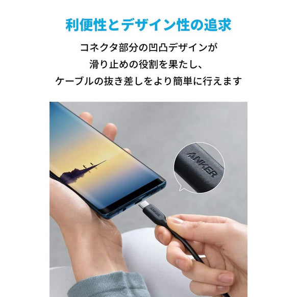 Anker PowerLine III USB-C & USB-A ケーブル (USB2.0対応) 3.0m