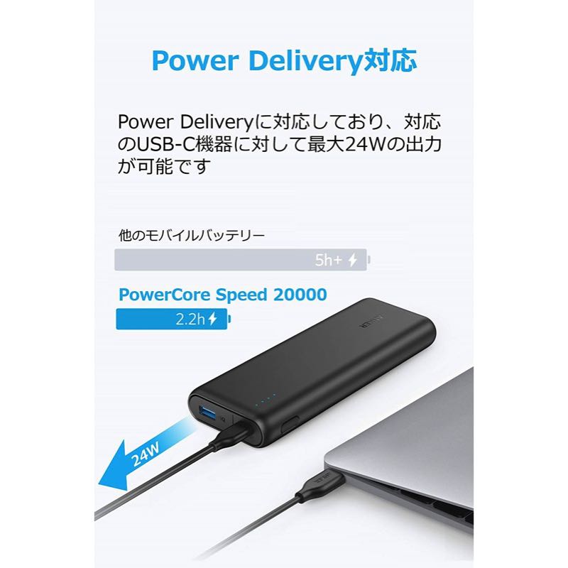 Anker PowerCore Speed 20000 PD（USB-C急速充電器付属モデル