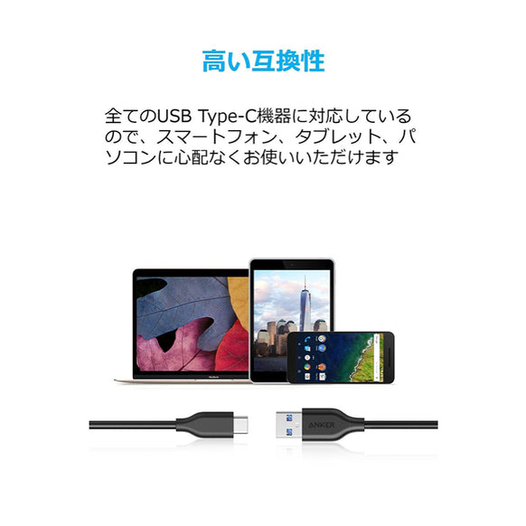 Anker PowerLine USB-C & USB-A ケーブル (USB3.0対応) 0.9m 3本セット