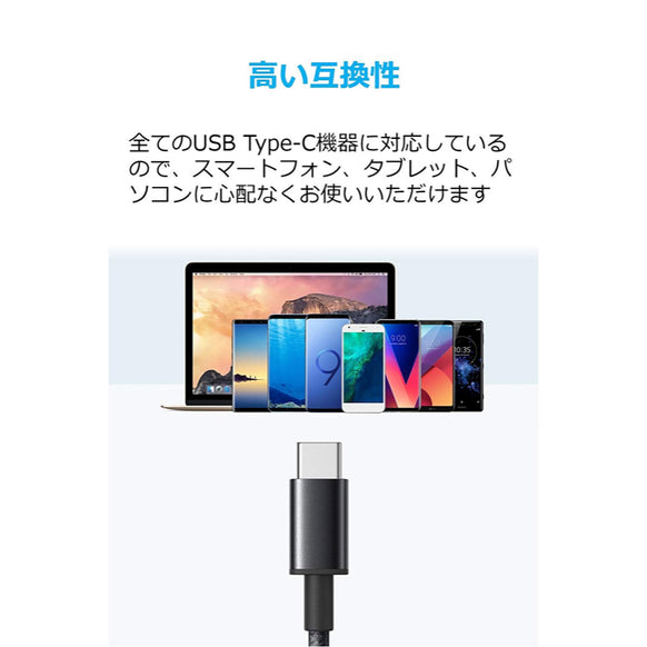 Anker 高耐久ナイロン USB-C & USB-A ケーブル (USB2.0対応) 1.8m 2本セット