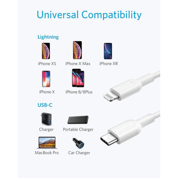 Anker PowerLine II USB-C & ライトニングケーブル 3.0m 2本セット