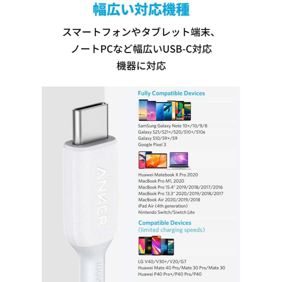 Anker PowerLine III USB-C & USB-C 2.0 100W ケーブル 1.8m 2本セット