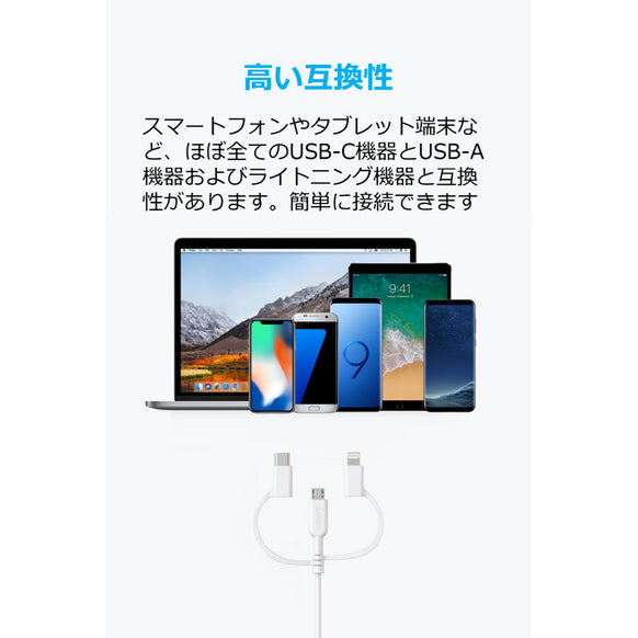 [au+1 collection SELECT] Anker PowerLine II 3-in-1ケーブル（0.9m）