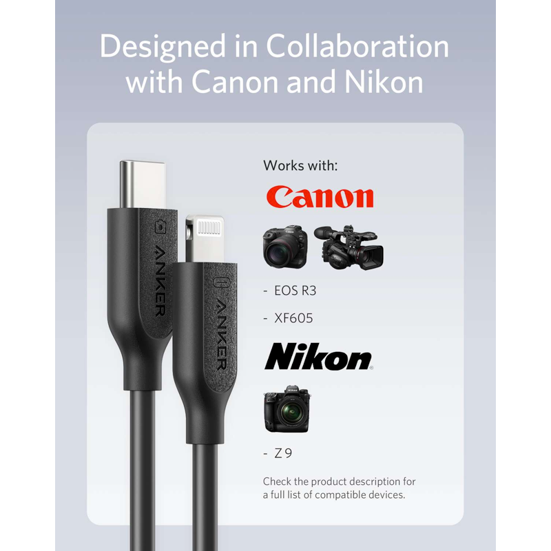 Anker 514 Lightning to USB-C Accessory Cable (0.9m, for Camera Anker 514 Lightning to USB-C Accessory Cable (0.9m, for Camera