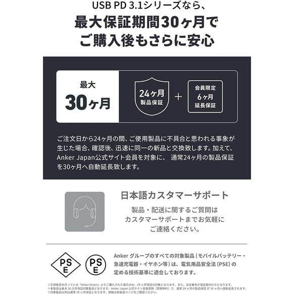 Anker 765 高耐久ナイロン USB-C & USB-C ケーブル 240W