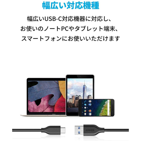 Anker PowerLine USB-C & USB-A ケーブル (USB3.0対応) 1.8m 2本セット